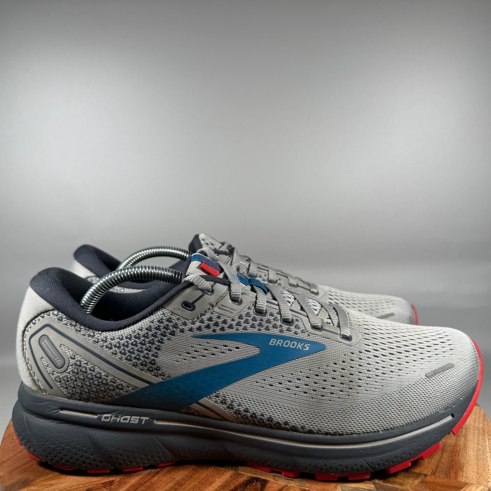Brooks Ghost 14 Mens Running Shoes Grey Blue Red 1103691D078 Size 11